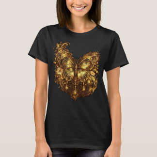 優雅に輝く蝶と花の女性用Tシャツ｜ Tシャツ