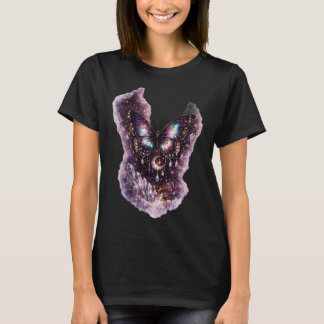優雅に輝く蝶と花の女性用Tシャツ｜ Tシャツ