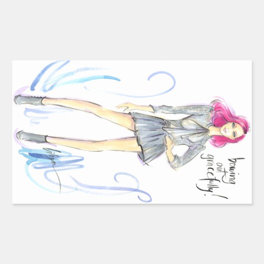 優雅に頭を下げる 長方形シール (正面)