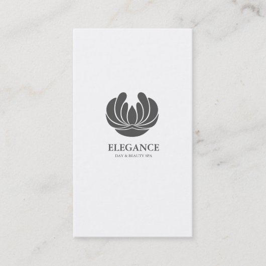 優雅の花のデザインのスパの健康灰色白 名刺 (正面)