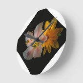 優雅はっきりしたさ：黒花枕» ラウンド壁時計 (傾斜)