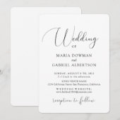 優雅エレガントな書道。クラシック結婚の 招待状 (正面/裏面)