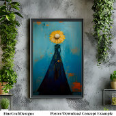 優雅エレガントな背の高い柳ひまわり女の子C2L ポスター