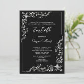 優雅スタイリッシュな銀飾り誕生日パーティー 招待状 (スタンド正面)