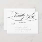 優雅フォーマルさ |白黒タイポグラフィ結婚ズ 出欠カード (正面/裏面)