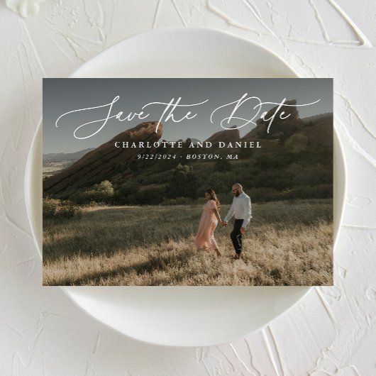 優雅モダンな書道フルフォト セーブザデート