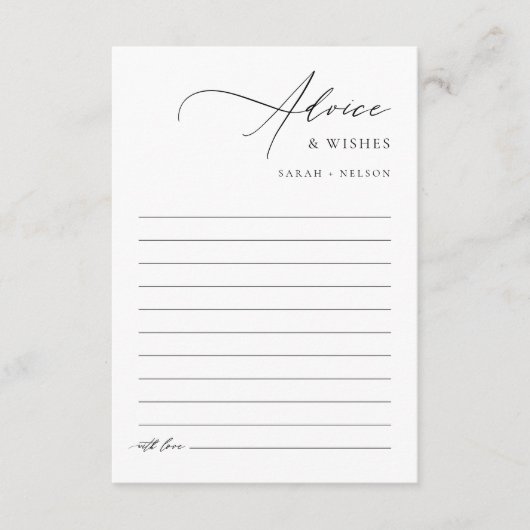 優雅モダンな結婚式の願いと アドバイスカード (正面)
