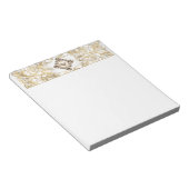 優雅華美さ |金ゴールドパールジュエルエンブレムフローリッシュ ノートパッド (アングル)
