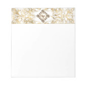 優雅華美さ |金ゴールドパールジュエルエンブレムフローリッシュ ノートパッド (正面)