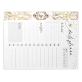 優雅華美さ |金ゴールドパールジュエルデイリープランナー ノートパッド (正面)