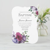 優雅賛美な水色フローラバプテスマ招待状 招待状 (スタンド正面)