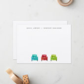 元のイラストレーションの肘掛け椅子の名刺 ノートカード (正面/裏面インサイチュ)