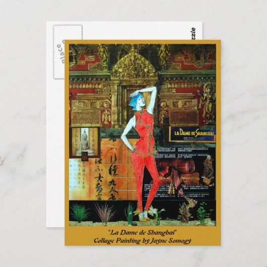 元のコラージュの芸術のアジアスタイルの郵便はがき ポストカード (正面/裏面)