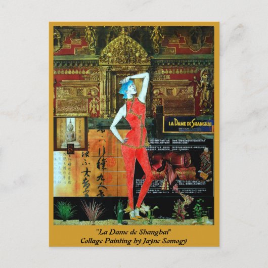 元のコラージュの芸術のアジアスタイルの郵便はがき ポストカード (正面)
