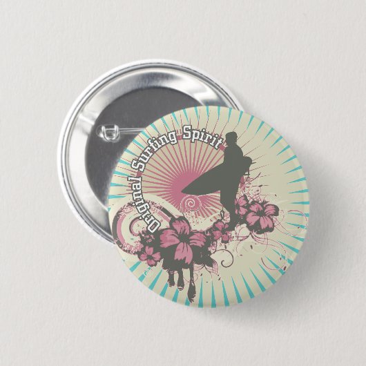 元のサーフィンの精神のTシャツおよびギフト 缶バッジ (正面&裏面)