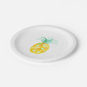 元のティール(緑がかった色)のオレンジ緑の水彩画のパイナップル ペーパープレート (アングル)