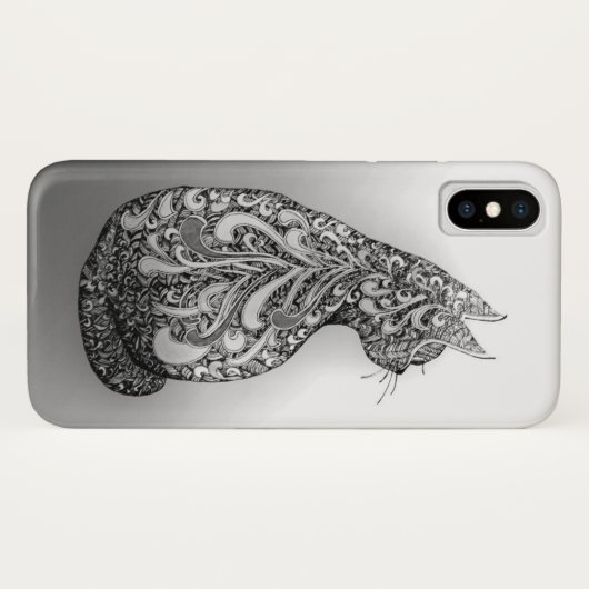 元のデザインの白黒飾られた猫 Case-Mate iPhoneケース (裏面(横))