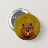 元のビーバーの芸術わずかに混乱したおもしろいを絵を描きます 缶バッジ (正面&裏面)