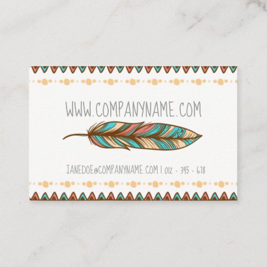 元のボヘミアの羽のスタイルの名刺 名刺 (裏面)