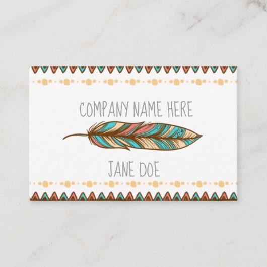 元のボヘミアの羽のスタイルの名刺 名刺 (正面)