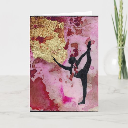 元のヨガの女の子の挨拶状 カード (正面)