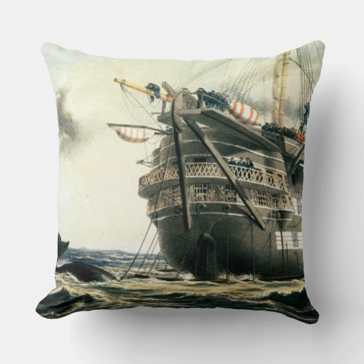 元の大西洋ケーブルを置くHMS Agamemnon クッション (正面)