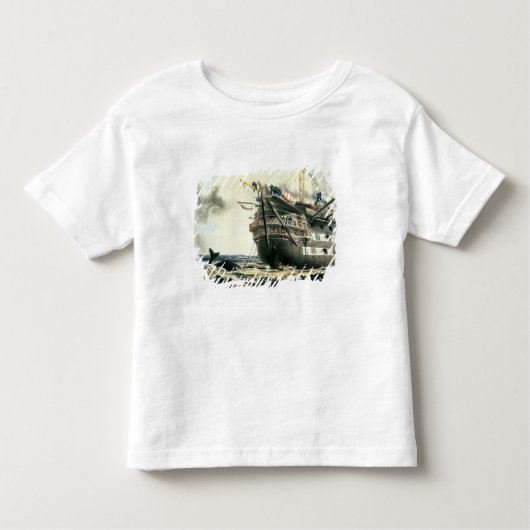 元の大西洋ケーブルを置くHMS Agamemnon トドラーTシャツ (正面)