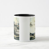 元の大西洋ケーブルを置くHMS Agamemnon マグカップ (中央)