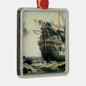 元の大西洋ケーブルを置くHMS Agamemnon メタルオーナメント (右)