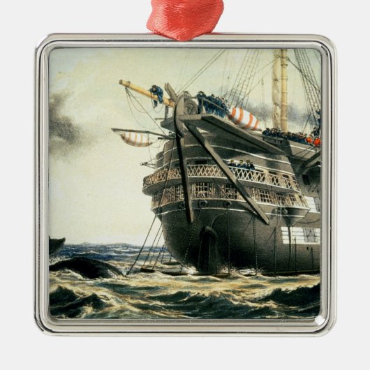 元の大西洋ケーブルを置くHMS Agamemnon メタルオーナメント (正面)