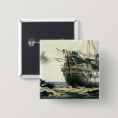 元の大西洋ケーブルを置くHMS Agamemnon 缶バッジ (正面&裏面)