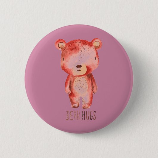 元の手描きのかわいいくまのデザイン 缶バッジ (正面)