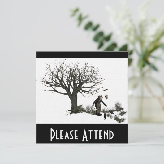 元の気球のピエロの古い木及び黒い鳥 招待状 (スタンド正面)