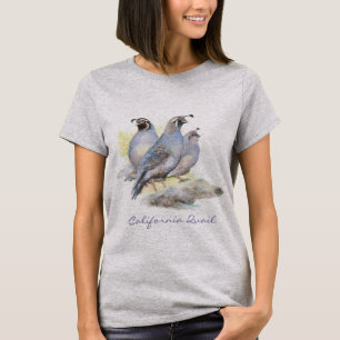 元の水彩画のカンムリウズラ。 鳥 Tシャツ
