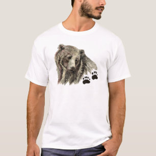 元の水彩画の灰色グマ動物自然 Tシャツ
