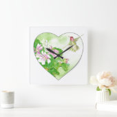元の水彩画のRufousハチドリの鳥 スクエア壁時計 (ホーム)