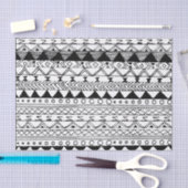 元の白黒の手描きのアズテック派のパターン 薄葉紙 (クラフト)