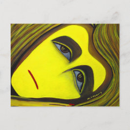 元の絵画からの黄色い抽象美術カード ポストカード