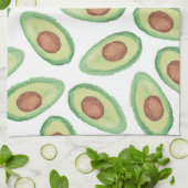 元の緑の茶色の水彩画のアボカドパターン キッチンタオル (折り畳み)