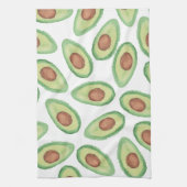 元の緑の茶色の水彩画のアボカドパターン キッチンタオル (縦)