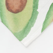 元の緑の茶色の水彩画のアボカドパターン フリースブランケット (角)