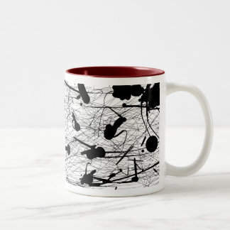 元の黒い（ばちゃばちゃ）跳ねるの絵画 ツートーンマグカップ