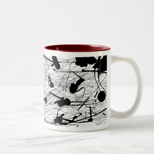 元の黒い(ばちゃばちゃ)跳ねるの絵画 ツートーンマグカップ (右)