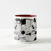 元の黒い(ばちゃばちゃ)跳ねるの絵画 ツートーンマグカップ (中央)