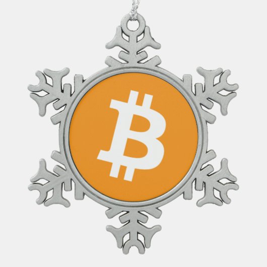元のBitcoinのロゴのクリスマスの雪片のオーナメント スノーフレークピューターオーナメント (正面)