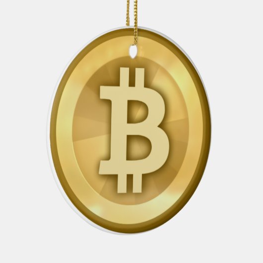 元のBitcoinのロゴの記号のクリスマスのオーナメント3 セラミックオーナメント (右)