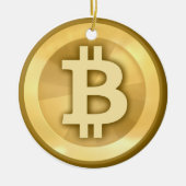 元のBitcoinのロゴの記号のクリスマスのオーナメント3 セラミックオーナメント (正面)