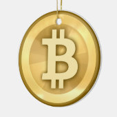 元のBitcoinのロゴの記号のクリスマスのオーナメント3 セラミックオーナメント (左)
