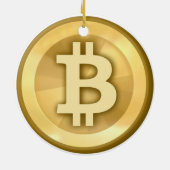 元のBitcoinのロゴの記号のクリスマスのオーナメント3 セラミックオーナメント (裏面)