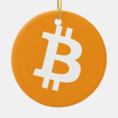 元のBitcoinのロゴの記号のクリスマスのオーナメント セラミックオーナメント (正面)